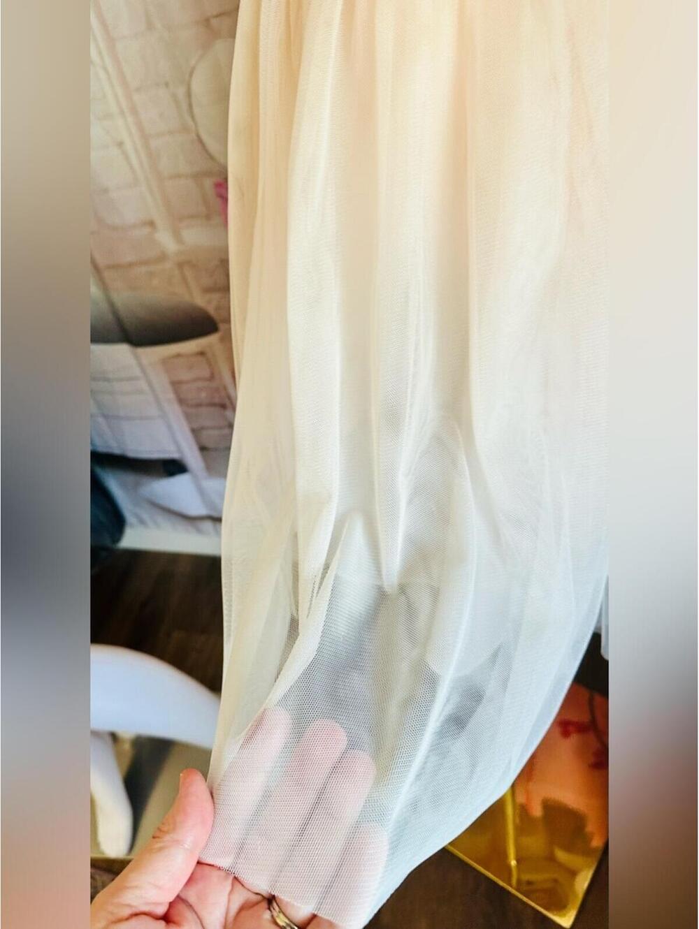 Masquerade Ivory and Pale Pink Beaded Party Dress - Picture 7 of 9